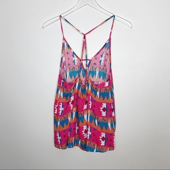 Buddy Love NWT Tank Top Pink/Teal Tribal Print M - Picture 2 of 8